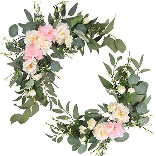 H&W 2pcs Artificial Wedding Arch Flowers for Wedding Sign, Floral Swag Dusty Decor for Reception Ceremony Backdrop Sweetheart Table (Grass Heart-Peony) - color: Grass Heart-peony