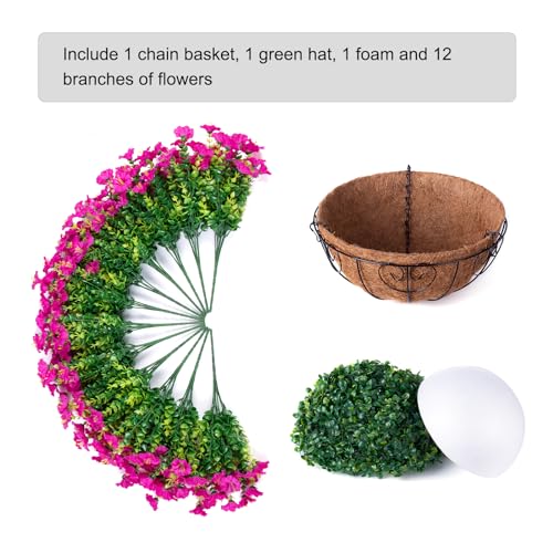 Ivydale Artificial Silk Hanging Plants Flowers Basket for Outdoor Outside Summer Decoration, Fake Faux UV Sun Resistant Look Real Morning Glory Fuchsia for Porch Patio Balcony Home - color: Fuchsia