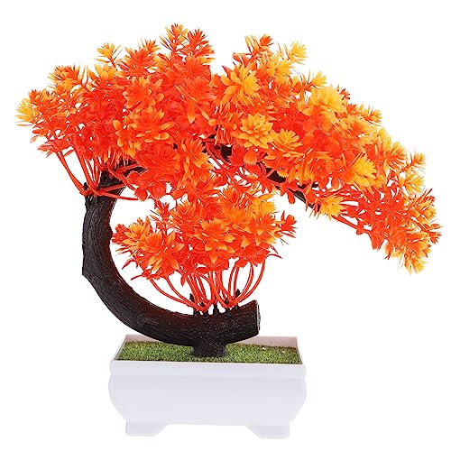 GANAZONO Realistic Fake Potted Plants for Home Decor Lifelike Bonsai Sculpture for Indoor Decoration for Housewarming and Table Centerpieces Sunset - color: Yanghong Red
