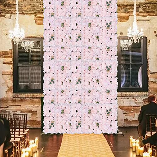 Flower Wall Panel Floral Backdrop, 6 Pcs Flower Wall Decor, 24" X 16" Silk Rose Wall, Artificial Flower Wall Backdrop Faux Flower Panel for Wedding, Party, Home (Light Pink) - color: Light Pink