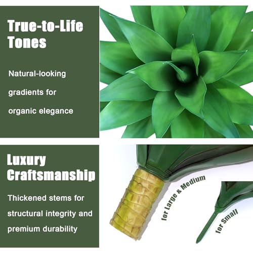 Artificial Agave Plants, Realistic UV Resistant Fake Aesthetic Plants for Outdoor Indoor, Home Decor for Garden, Porch, Doorway, Patio (2PCS, Green, Medium) - color: Green, size: Medium