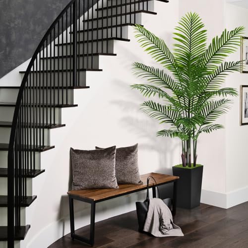 Artificial Palm Tree 6FT - Fake Tree with Black Tall Planter - Faux Tropical Areca Floor Plant in Pot - Artificial Silk Plant for Home Office Living Room Decor Indoor - color: Black, size: 6ft