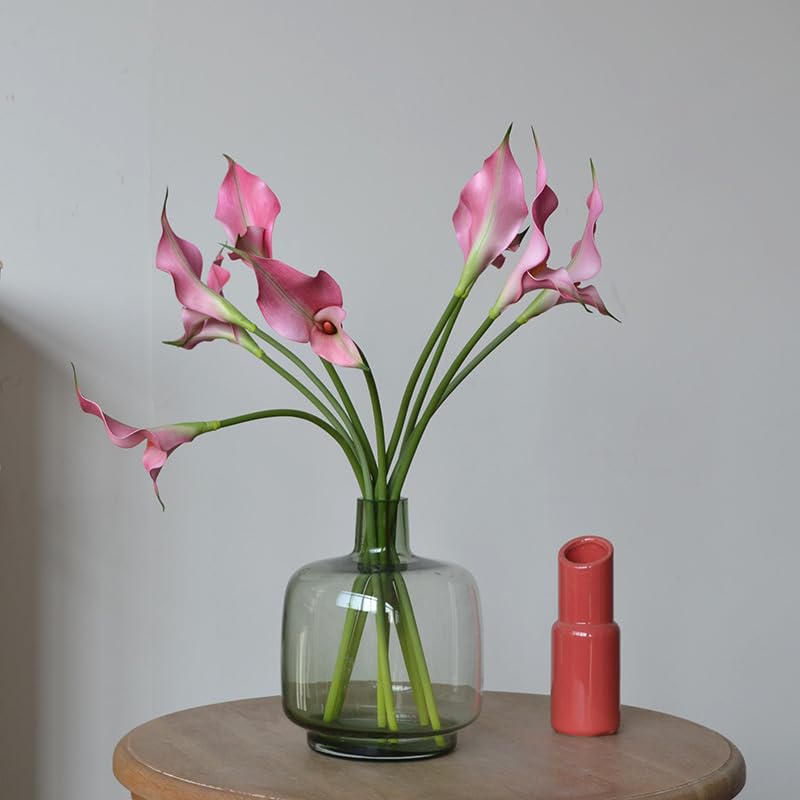 6 Pieces Calla Lily Artificial Flowers,Real Touch Latex Flowers,22" Long Stem Artificial Flowers for DIY Wedding Bouquet Party Home Table Centerpieces Decor (Pink) - color: Pink