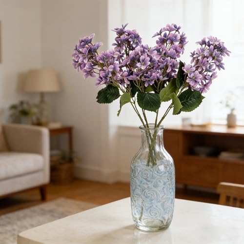 4PCS 29.2inch Lilac Artificial Flowers Purple Fake Delphinium Long Stem Silk Real Touch Flower Faux Lilac Floral Arrangement for Tall Vase Table Wedding Garden Home Decoration（Purple） - color: 29.2inch Purple