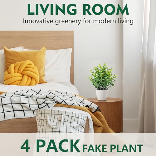FAVOWREATH 2 Pack Fake Plants Ceramic Mini Artificial Greenery Potted Plants for Home Decor Office Decor Room Decor Farmhouse Decor Indoor Table Bathroom Decor - color: 2 White