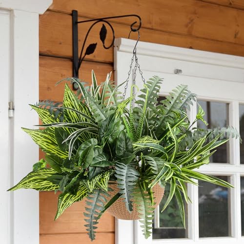 Pertivery 10 Bundles Artificial Plants, UV Resistant Outside Faux Plants Bushes, Large Fake Realistic Plastic Leaves and Stems, for Outdoor Garden, Patio, Yard,Porch Decor (Green) - color: Green