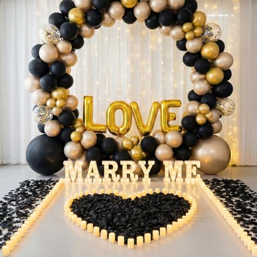 Anwyll 3000Pcs Black Rose Petals - Artificial Faux Flowers Fake Rose Petals for Wedding Proposal Engagement Romantic Night Anniversary Valentine's Galentine's Day Decoration Home Room Party Decor - color: Black