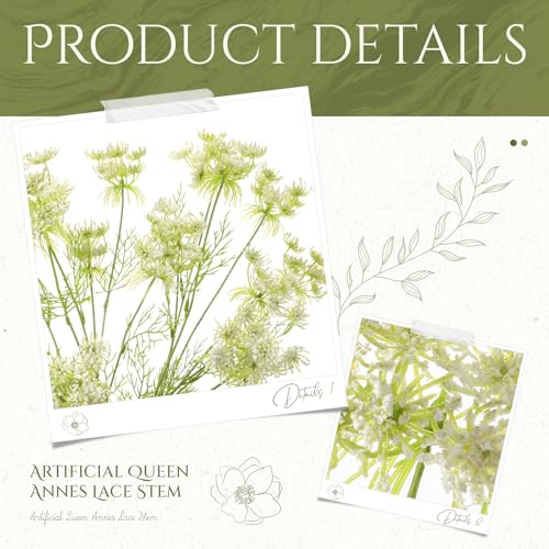 4 Pcs Artificial Queen Anne's Lace Stems 28.7 Inch Faux Ammi Majus Flowers Branches Faux Queen Anne's Lace Flowers Fake Carrot Floral Stems for Vase Bouquets Wedding Home Decor (White) - color: White