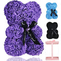 Lgv Flower Rose Bear,Romantic Gift for Valentine's Mother's Day, Christmas, Birthday,Girl Friend Her Mom Female Wife with Artificial Heart-Shaped Diamonds Purple - color: Purple
