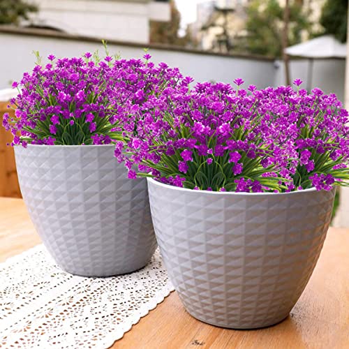 Artificial Flowers for Outdoors,20 Bundles UV Resistant Outdoor Fake Daffodil Flowers,Artificial Faux Plastic Outdoor Flowers Greenery Shrubs Plants for Indoor Outside Decor(Fuchsia) - color: Fuchsia, size: 20 Bundles
