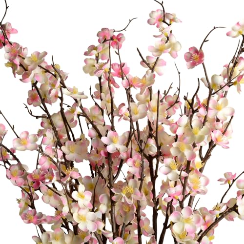 BohoSM 5pcs 39'' Cherry Blossom Branches Silk for Artificial Stems Vase Wedding Decor (5, Pink) - color: Pink