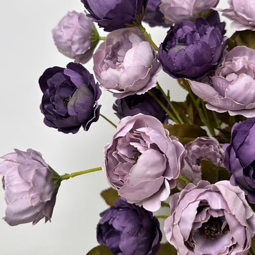 LESING Artificial Peony for Vase, 6 Pcs Fake Peonies 28'' Faux Silk Flowers Bulk Branches with Stems for Tall Vase Home Decoration Table Centerpiece (Purple) - color: Purple