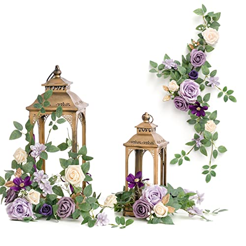 Ling's moment 6Pack 1.8ft Artificial Flowers Garland Lilac Lantern Flower Arch Floral Light Purple Centerpieces Wedding Aisle Decor Chair for Signs Table Wall Window Decoration（not including lanterns） - color: Prpl-pastel Purple