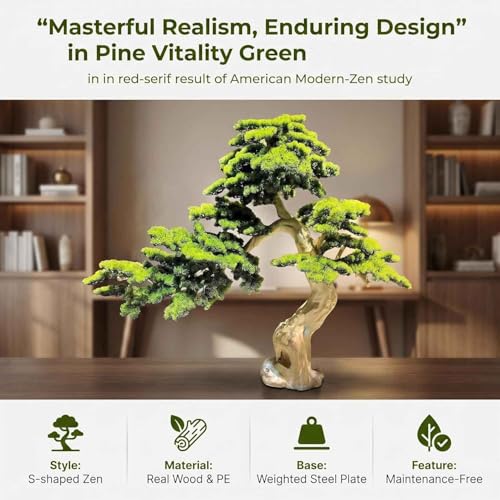 Large Artificial Bonsai Tree - Faux Plants Indoor Podocarpus Tree, Realistic Guest-Greeting Pine Decor for Home Office, Living Room, Farmhouse Zen Decor (5FT) - size: 4ft 11in