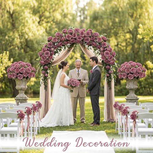 Suncalla 80 Pack Austin Rose Peonies, 3.94 Inch Artificial Flowers Heads Bulk with Stems Leaves for Arrangement Wedding Centerpiece Banquets Party Home Kitchen Decor DIY(Dusty Red) - color: Dusty Red