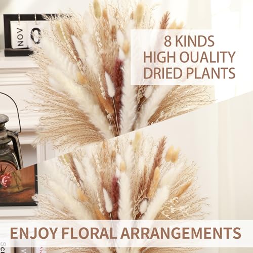 99pcs Pampas Grass Bouquet Dried Flowers for Boho Wedding and Home Decor Rustic Pampas Grass Arrangement( 17inch ) - color: 99pc Pampas Gress