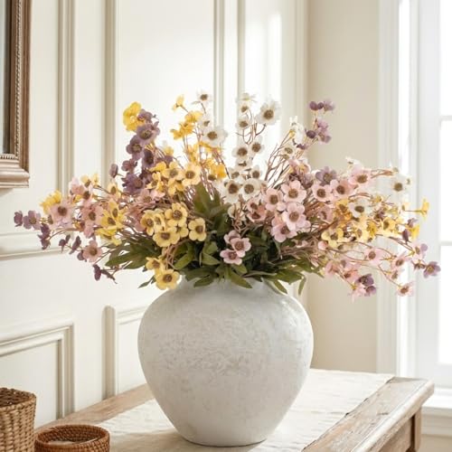 RyddeligHome 24 Stems Artificial Wildflower Bouquet - 23" Tall Faux Silk Flowers for Home Decorations - Yellow, Pink, White & Purple Flowers for Large Vases - Table Centerpiece & Home Decor - color: Wildflowers