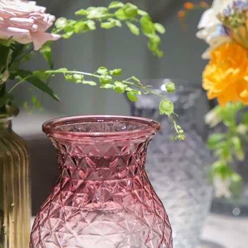 Vase for Flowers Small Glass Vases for Home Decor Table Centerpieces Living Room Bedroom Bookshelf Kitchen Modern Office Wedding Decoration Vintage Flower Vases Red White - color: Red White