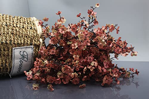 JAKY-Global Babys Breath Silk Artificial Flowers 6 Bundle European Fake Flowers Decor Wedding Party Fall Stems Decoration Bouquets DIY Home Garden,Farmhouse,Living Room Decor (Beige Brown-6pcs) - color: Beige Brown, size: 6 Bundles