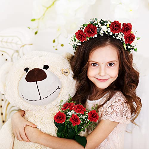 Syhood 100 Pieces Artificial Roses Head 1.77 in Rose Small Silk Fake Floral for Wedding Wall Garland Bouquet Derby Crafts Decorations(Red) - color: Red