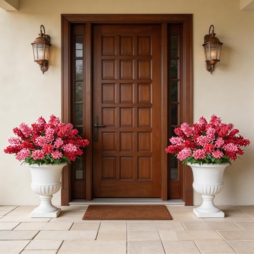 Artificial Flowers 3 Pcs Hyacinth Fake Flowers 19.69” Silk Flowers for Outside, Delphinium Outdoor Faux Flowers Fake Plants for Porch Patio Balcony Yard Indoor Home Decor - color: 2pcs Magenta & 1pcs Light Magenta