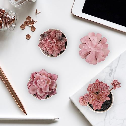 Uguisu 4-piece Set of mini Succulent Fake Plant pots, Artificial Kuan Yin Fake Plants, Small Artificial Plant pots, Bohemian Decoration for the Family Room (Pink Purple) - color: Pink Purple