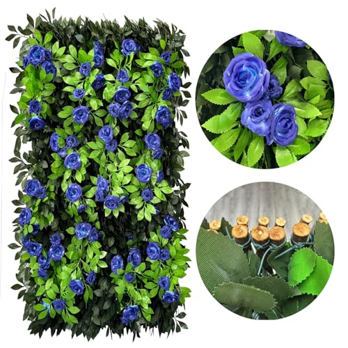 Expandable Privacy Screen with Artificial Flower for Balcony Patio Fence Greenery Privacy Fence Outdoor Leafy Blue Rose 1pcs - color: Leafy Blue Rose, size: 1pcs