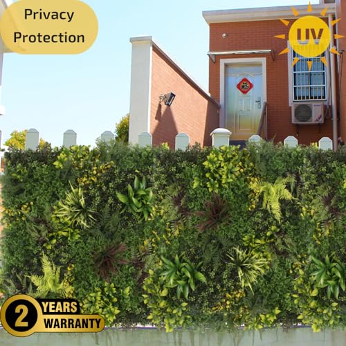 ULAND Artificial Plant Wall Panels, 1pc 40"x40" Greenery Grass Wall Backdrop Decoration, Faux Ivy Leaves Outdoor Privacy Fence Covering (B082) - color: B082
