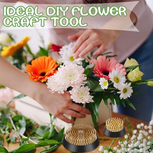 Sliner 6 Pcs Flower Frogs Round 2.8/2/1.3/0.9 Inches Floral Frogs Flower Holder Japanese Ikebana Vase Kenzan Floral Arranger Fixed Tools Arrangement Pin for Home DIY Craft Decoration(Brass) - size: 4 Size