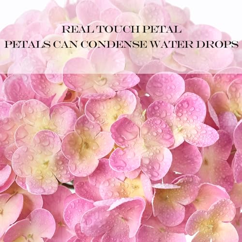 JINWOE 3pcs 21" Pink Real Touch Fake Hydrangea Flowers, Latex Full Lifelike Silk Artificial Hydrangeas Fake Flowers for Bouquet Table Centerpieces Spring Wedding Indoor Home - color: Light Pink, size: 3pcs