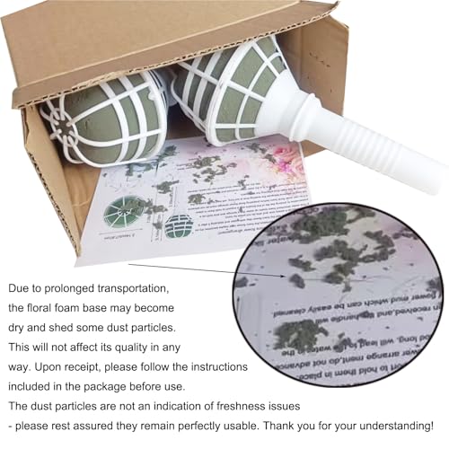 Arlai Bridal Wedding Bouquet Holder Decoration Flower Foam Handle, Box of 2 - color: White and Green