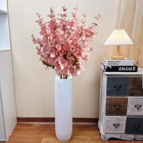 6PCS Light Pink Delphinium Artificial Flowers Espigas para Jarrones Fake White Flowers Tall Flowers for Floor Vase Flowers for Tall Vase Floral Arrangements Home Table Wedding Decor - color: Light Pink
