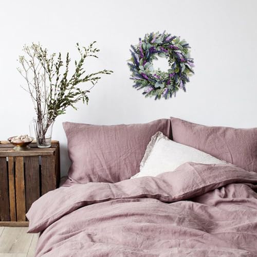 Lavender Wreaths for Front Door, 20 inch Artificial Farmhouse Wreaths for Wall Window Party Wedding Decor Indoor Outdoor Spring Summer Fall Decoration - size: 20 Inch