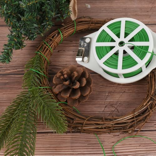 Floral Wires, 110 Yards/ 328 Feet Soft Bendable Florist Wires with Built-in Cutter for Wreath Making, Plant Support, Flower Bouquet Arrangement