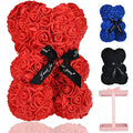 Lgv Flower Rose Bear,Romantic Gift for Valentine's Mother's Day, Christmas, Birthday,Girl Friend Her Mom Female Wife with Artificial Heart-Shaped Diamonds Red - color: Red