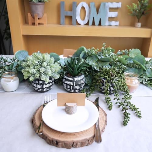 Winlyn Set of 3 Small Artificial Succulent Potted Plants Faux Aloe Hops Hanging Succulent in Black Concrete Planters for Gift Home Office Bathroom Living Room Wedding Windowsill Table Shelf Desk Décor - color: Black Pot