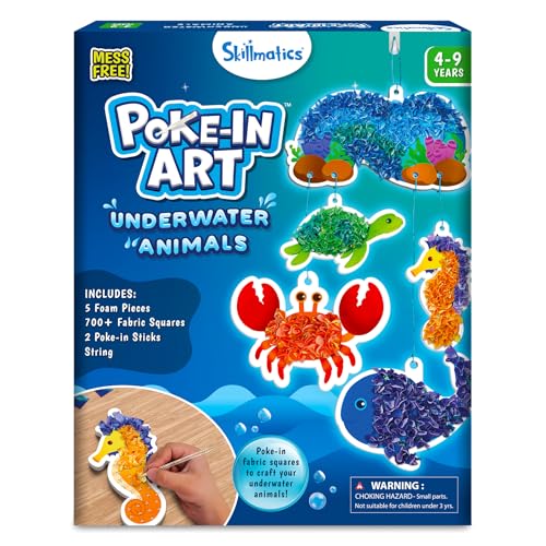 Skillmatics Poke-in Art - Underwater Animals, Mess-Free Arts & DIY Wood Crafts for Kids, Creative Kit, Gifts for Girls & Boys Ages 4, 5, 6, 7, 8, 9 - style: 7. Underwater Animals
