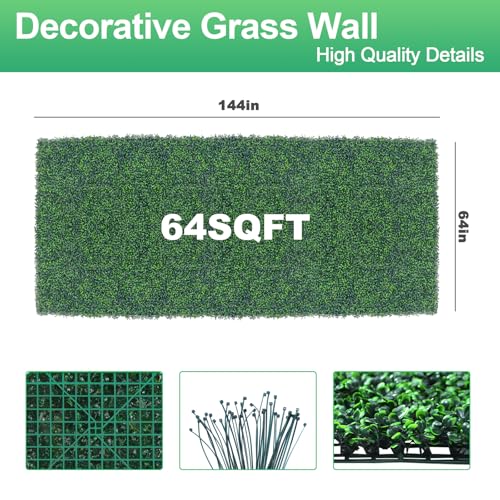 Yangrass Artificial Fence Panel Roll,64"x 144"(64 sq.ft) UV-Anti Faux Ivy Leaves Privacy Fence Screen Grass Wall Roll Panels for Indoor Home Decor and Outdoor Garden Backyard - size: 64x144 IN
