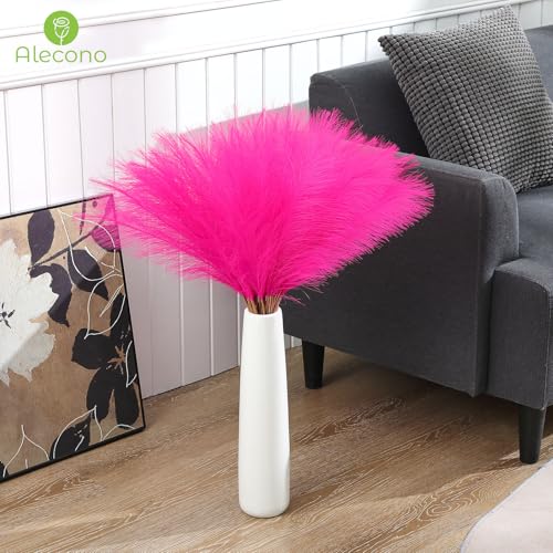 Alecono Hot Pink Pampas Grass 17in 𝟯𝟬𝙋𝙘𝙨, Artificial Faux Fluffy Pampas Grass Decor for Home Wedding Centerpieces Party - color: A Hot Pink, size: 30pcs