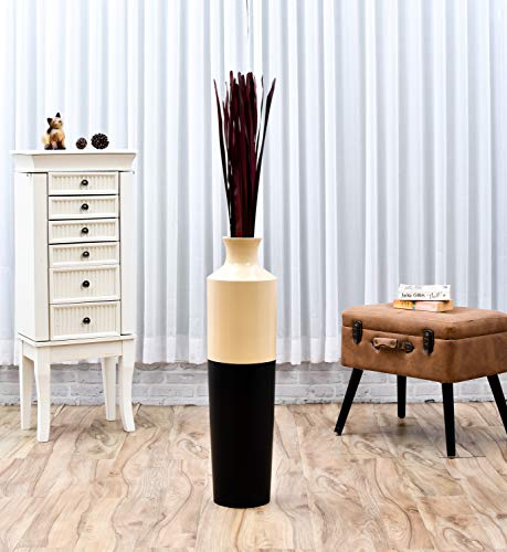 Leewadee Tall Vase Filler , Dried Palm Leaves – 2 Bunches of Colored Decor for Floor Vases, Naturally Dried Arrangements for Vintage Or Modern House Decor, 45 inches, Bordeaux - color: Bordeaux, style: Palm Leaf