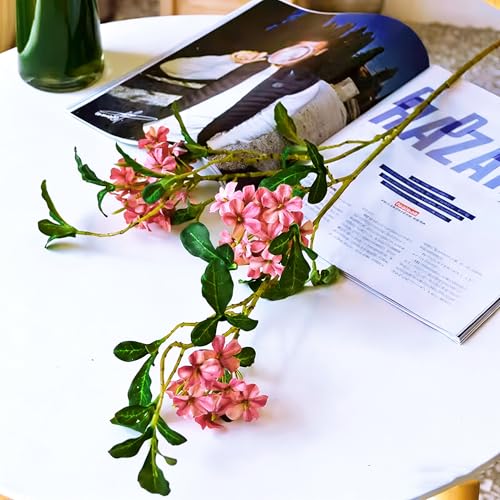 5PCS Faux Stems Artificial Branches with Flowers for Tables Decor,Silk Faux Flower Stems with Branches for Vases for Home Office Kitchen, Dinning Room,Living Room Decorations(Rose Pink) - color: Rose Pink