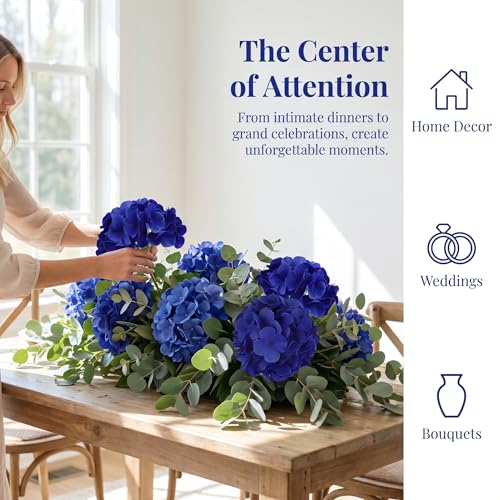AVIVIHO 20PCS Royal Blue Hydrangea Artificial Flowers Bulk Realistic Silk Faux Hydrangea Heads with Stems Fake Flowers for Wedding,Party,Home,Table Centerpieces, Arch,Baby Shower,Party DIY Decoration - color: Royal Blue, size: 20PCS