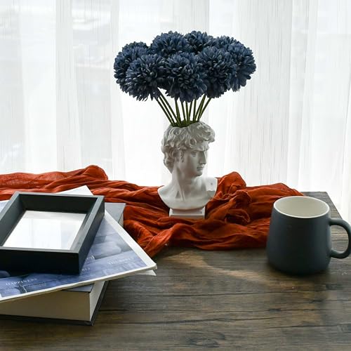 Mandy's 12pcs Artificial Dusty Blue Chrysanthemum | 11.8 inch Artificial Mums Flowers for Home Table Centerpiece Summer Decor Silk Flowers for Porch Patio and Wedding - color: Dusty Blue 1