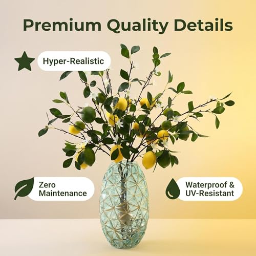 5pcs Artificial Lemon Large Fruit.37 Inch Lifelike artificial plants indoor.lemon tree artificial.artificial fruits for decoration.outdoor artificial plants Used For Homes Festivals.Flowers - size: 37.1inch