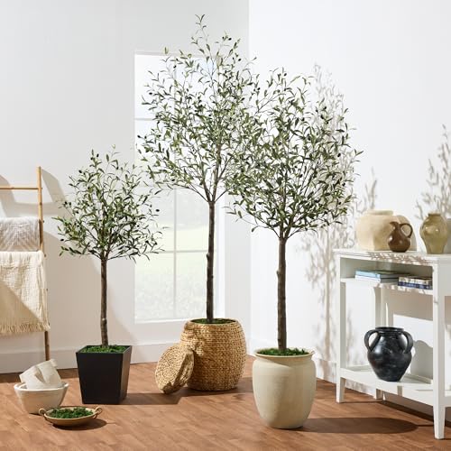 Best Choice Products 5Ft Artificial Olive Tree, Lifelike Faux Tree w/Planter Pot, Indoor Home Office Accent Decor Realistic Trunk, Fruit, Fake Plant - size: 5ft