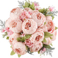 Mkono Peonies Artificial Flowers, 2 Packs 13 Stems Faux Peony Flowers Real Touch Fake Silk Bouquet for Arrangements Dining Table Centerpieces for Kitchen Bridal Wedding Party (2, Spring Light Pink) - color: Spring Light Pink