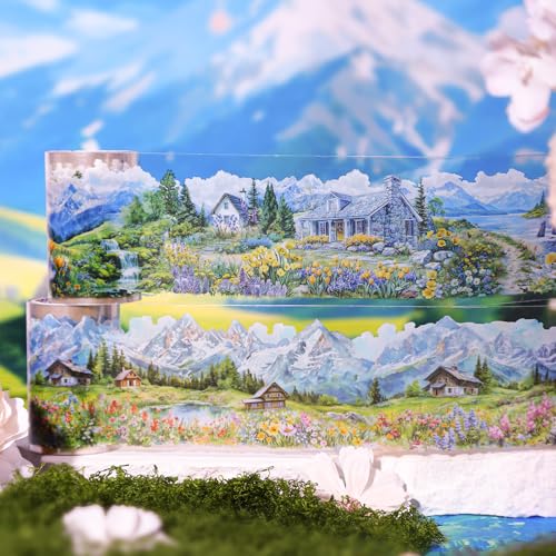 PET Tape Stickers for Journaling 6 Rolls Flower Washi Tape Stickers Decorative Tape for Crafts Scrapbooking Junk Journal Supplies, County Life - color: County Life