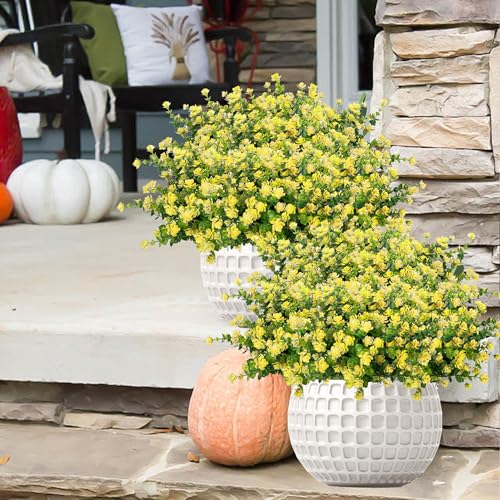 NETAP Outdoor Artificial Flowers UV Resistant, 20 Bundles Fake Realistic Floral Greenery Plants for Outside Porch, Window Boxes, Garden, Yard, Inside Home Table Decor, Yellow - color: Yellow
