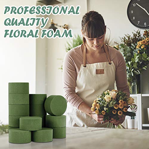 TAOPE 15 PCS Floral Foam, Green Block for Artificial Flowers, Round Wet & Dry Foam Bricks, Florist Foam for Flower Arrangements