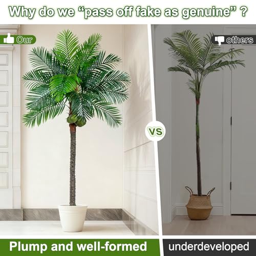 8FT Big Faux Tropical Phoenix Trees Large Artificial Palm Tree Indoor Outdoor Realistic Floor Plants Tall Fake Plant for Home Living Room Office Decor Porch Outside Patio arboles para decoracion - color: Single Pole Palm Tree, size: 8ft